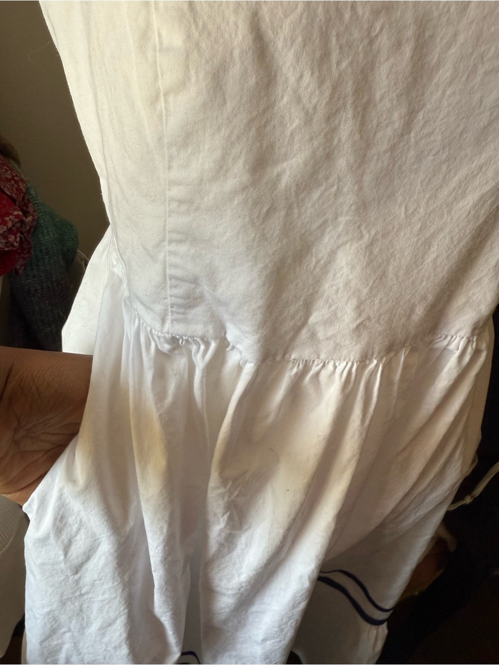 J Crew White Sundress with Navy Trim - Picture 6 of 8